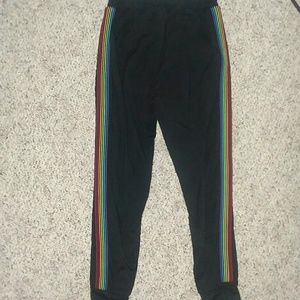 Rainbow stripped black joggers 🌈❤